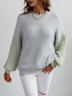 Pull à col rond à manches longues, rayé, ample et oversize pour femme