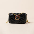 Sac messager brodé avec motif chaîne de fil pour femme, grand sac à bandoulière avec boucle en métal