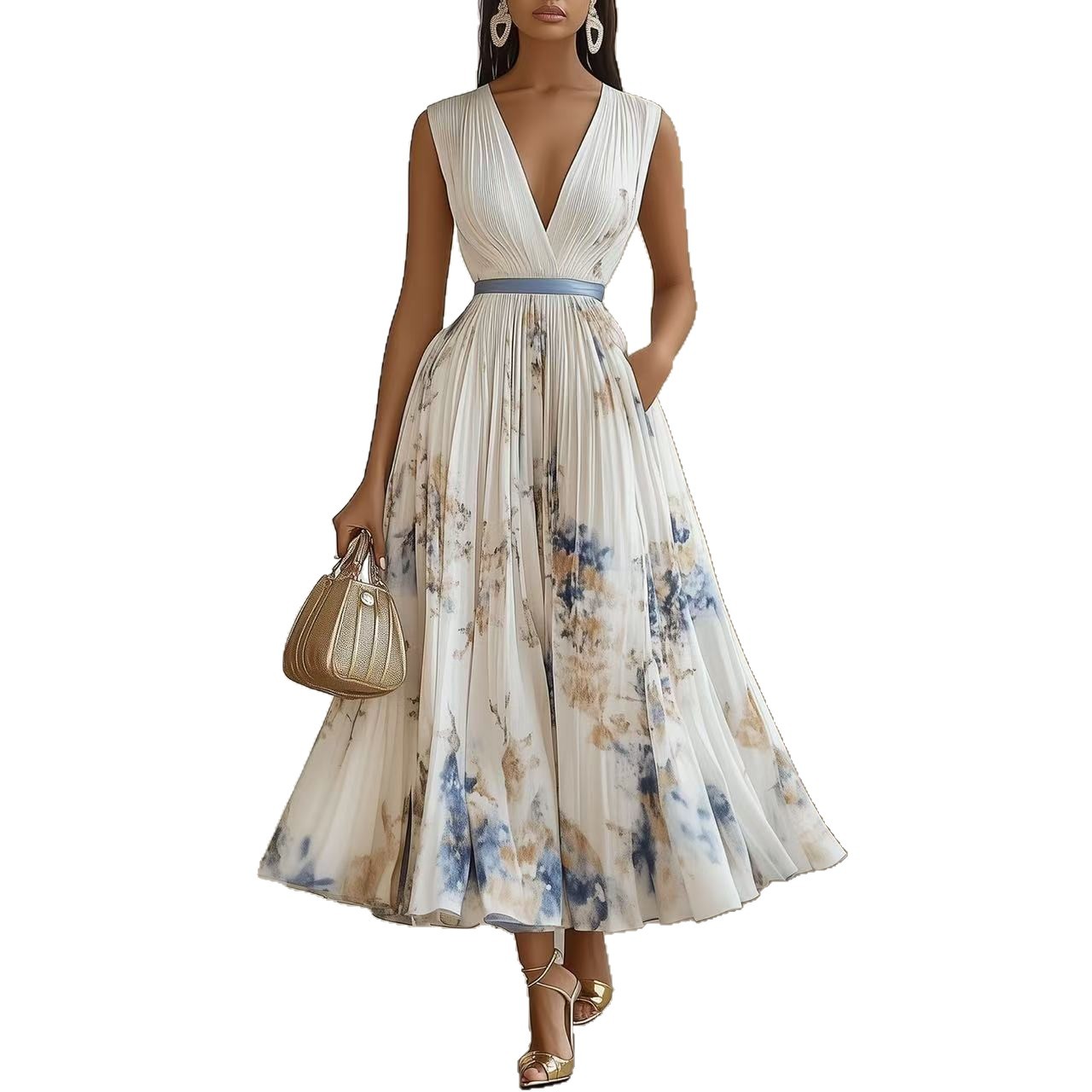 Robe sans manches imprimée tendance pour femme