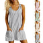 Robe d'été décontractée et amincissante pour femme, coupe droite, col U sans manches, rayures et patchwork, poches et boutons dans le dos