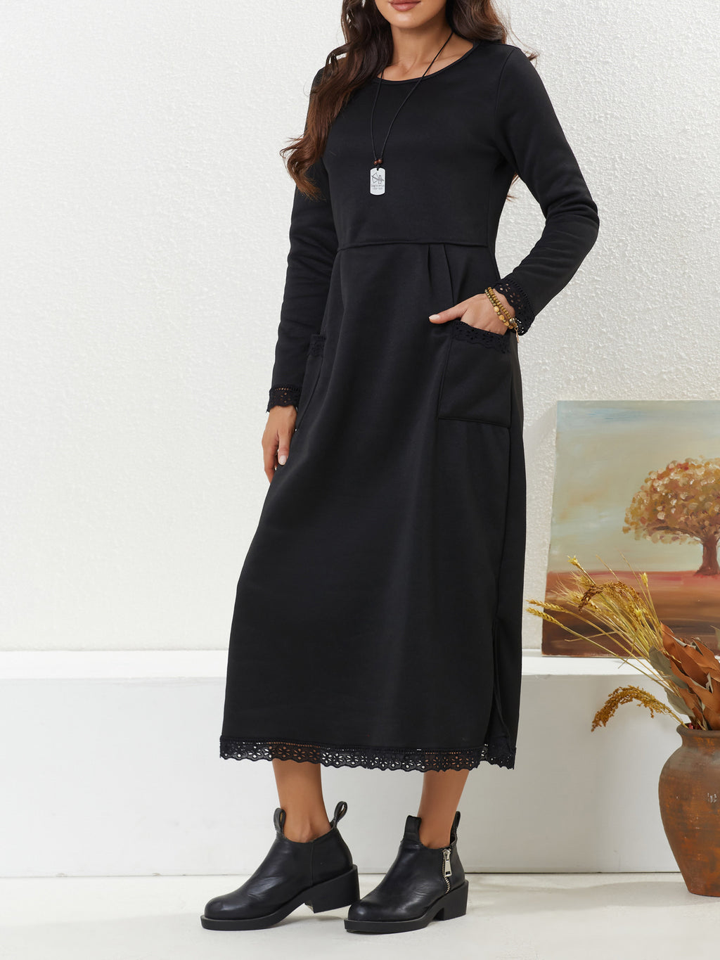 Robe décontractée ample molletonnée pour femme