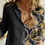 Chemise à la mode avec impression, revers et manches longues pour femme