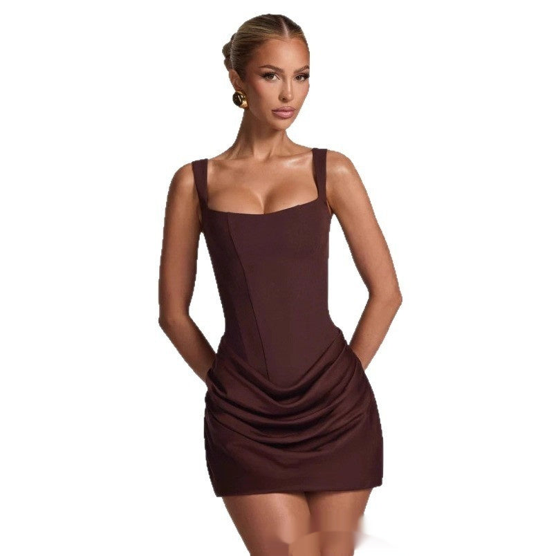 Robe bustier d'été sans manches gracieuse robes courtes pour soirée mariage vêtements de soirée