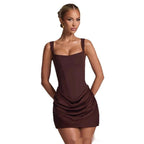 Robe bustier d'été sans manches gracieuse robes courtes pour soirée mariage vêtements de soirée