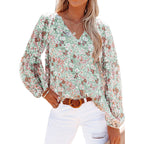 Chemisier Femme Manches Lanterne Imprimé Floral Mousseline