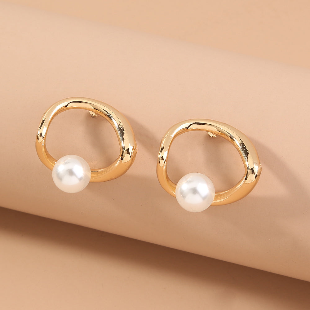 Boucles d'oreilles perles creuses pour femmes, boucles d'oreilles simples, rétro et tendance