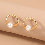 Boucles d'oreilles perles creuses pour femmes, boucles d'oreilles simples, rétro et tendance