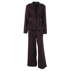 Ensemble tailleur-pantalon marron cintré pour le travail en automne