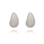 Boucles d'oreilles pendantes dôme épaisses et vintage en acier inoxydable brillant incrusté de zircon pour femmes