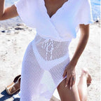 Cache-maillot de plage femme robe de protection solaire ajourée pour vacances en bord de mer