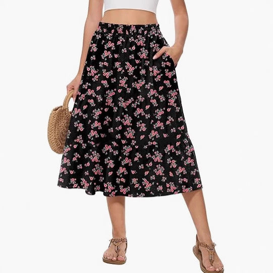 Jupe décontractée à imprimé floral la plus vendue avec de vraies poches Main Image