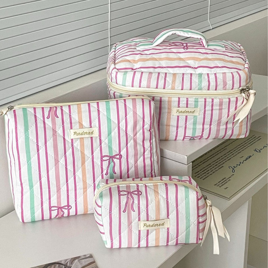 Trousse de maquillage grande capacité à nœud papillon