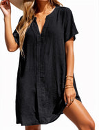 Robe de plage décontractée à col en V pour femmes