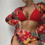 Maillot de bain trois pièces imprimé avec blouse en maille