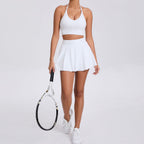 Ensemble deux pièces de course décontracté avec brassière et jupe, respirant, pour le tennis