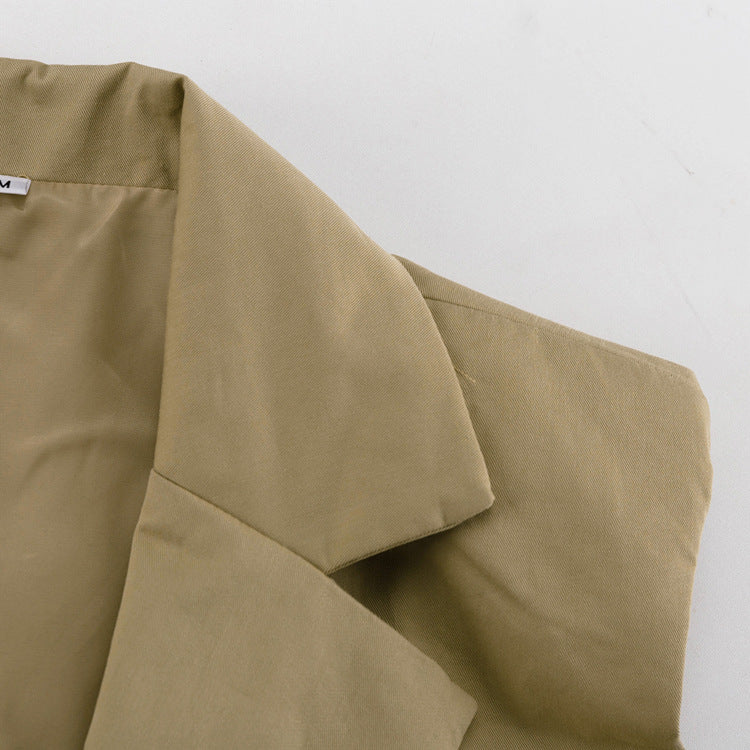 Ensemble Coordonné Blazer sans Manches Oversize & Short Kaki