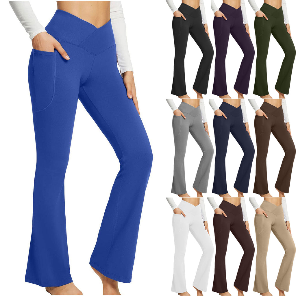 Pantalon de yoga à jambes larges, taille haute et coupe ajustée pour femme