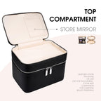 Nouveau sac de maquillage portable en PU double couche grande capacité