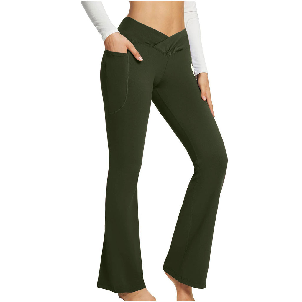 Pantalon de yoga à jambes larges, taille haute et coupe ajustée pour femme