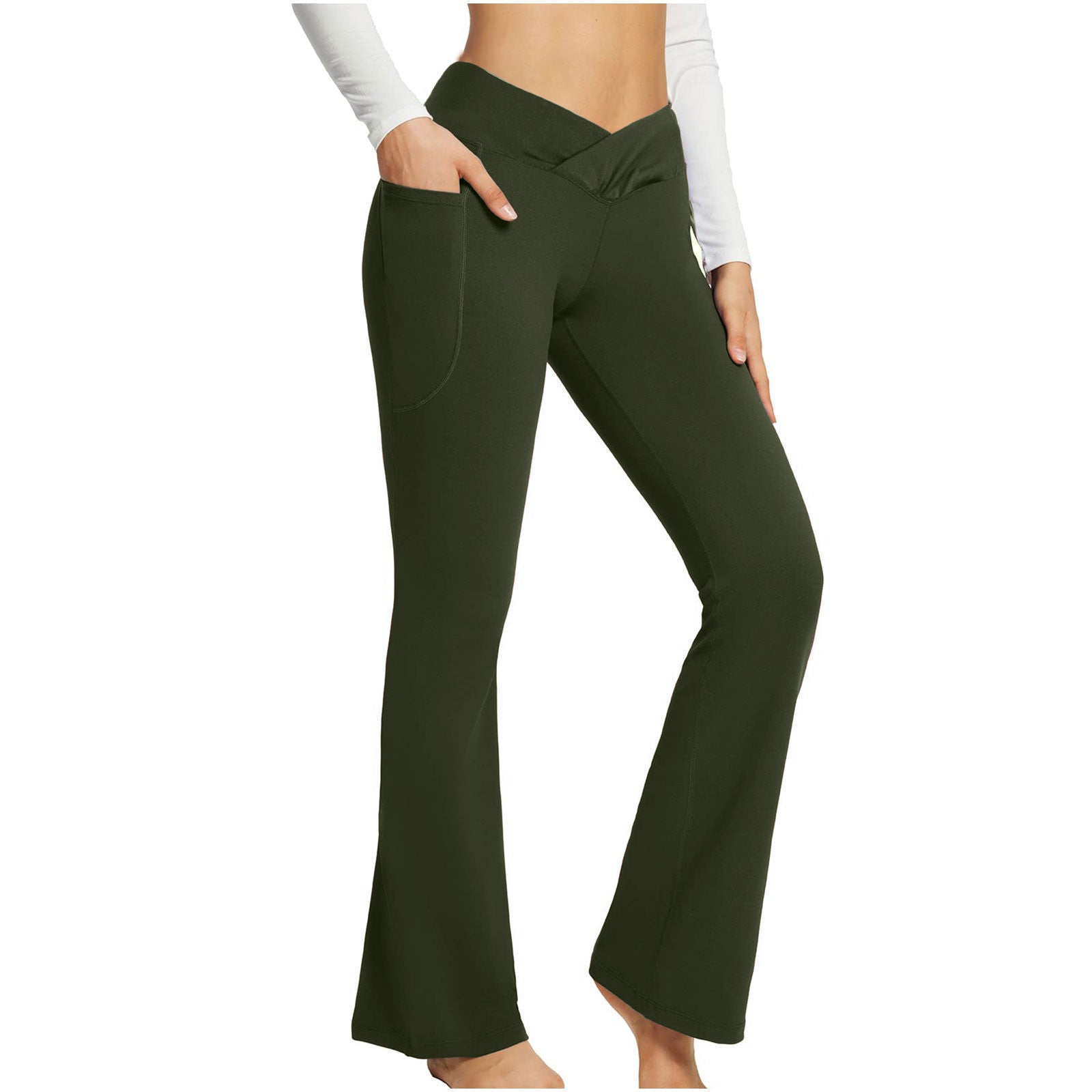 Pantalon de yoga à jambes larges, taille haute et coupe ajustée pour femme