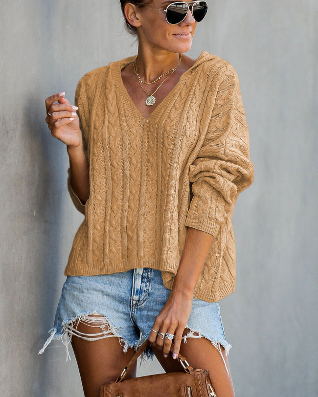 Pull ample à col en V sexy pour femme Hover Image
