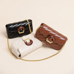 Sac messager brodé avec motif chaîne de fil pour femme, grand sac à bandoulière avec boucle en métal
