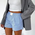Short en vrac confortable rayé avec poches pour femmes