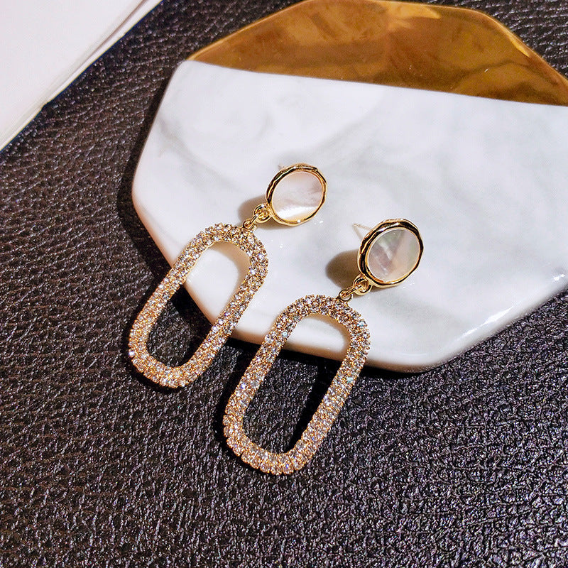 Boucles d'oreilles pendantes exagérées en strass pour femmes