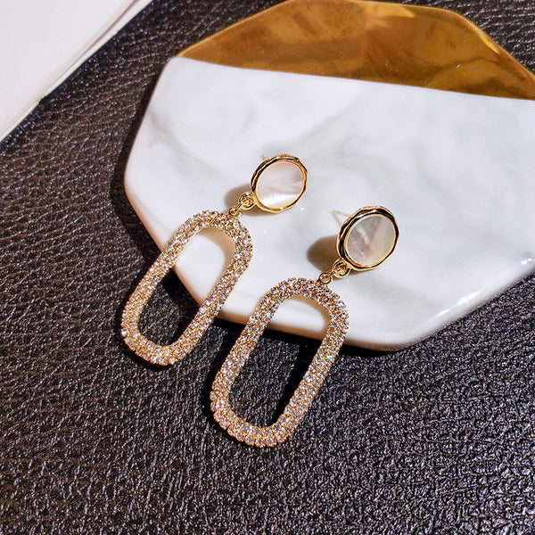 Boucles d'oreilles pendantes exagérées en strass pour femmes