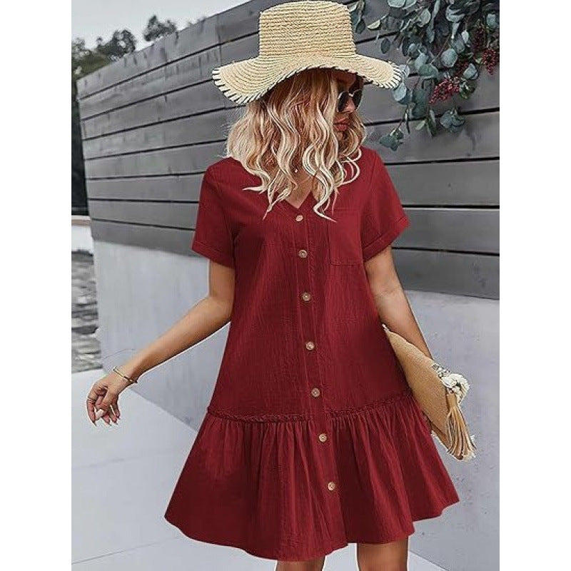 Robe d'été ample en coton et lin pour femme