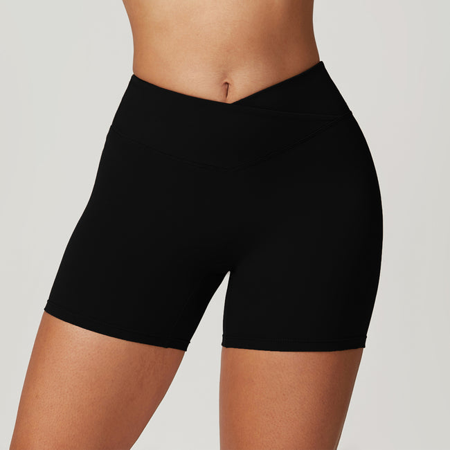 Short d'entraînement taille haute croisé pour femme Main Image