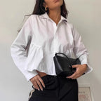 Chemise à revers blanche décontractée coupe française pour femme