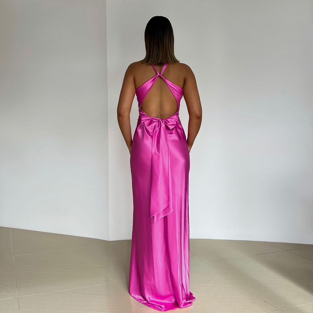 Robe en satin pour femme, coupe ajustée, style personnalisé