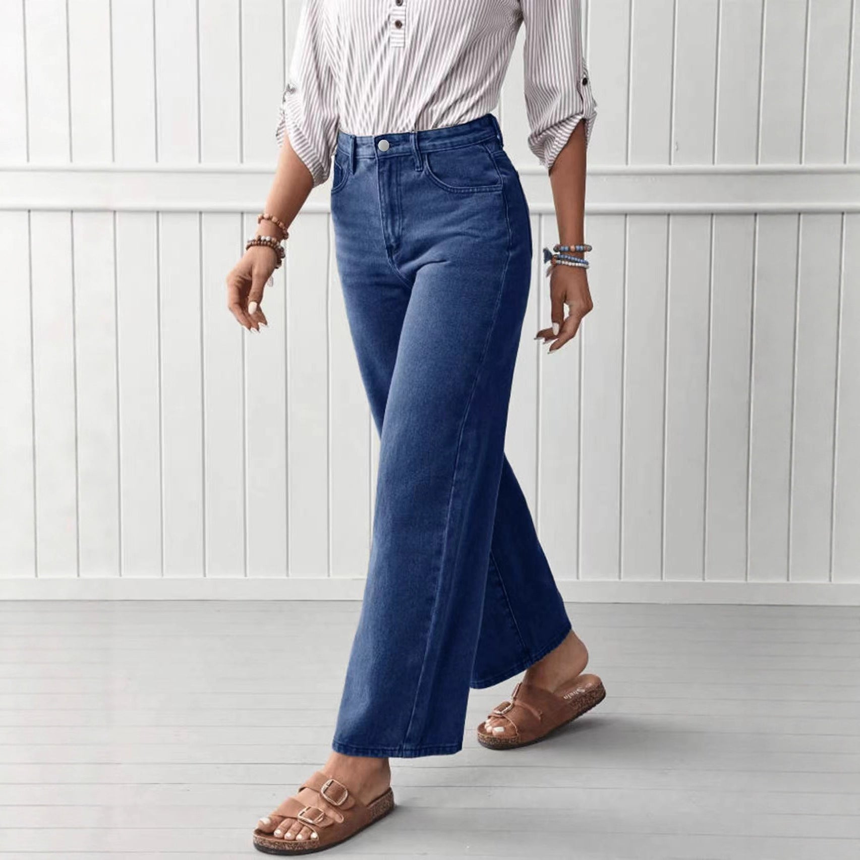Jeans en jean droits de haute qualité pour femmes