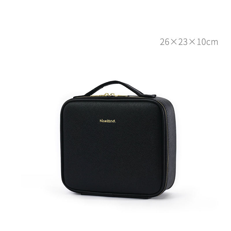 Trousse de Toilette en Cuir Grande Capacité Portable Trousse de Maquillage pour Maquilleur