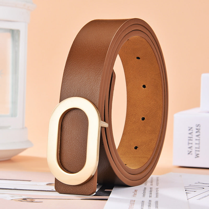Ceinture pour femme à boucle ovale en alliage, simple et polyvalente