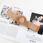Ceinture en paille tressée en coton et lin pour femme