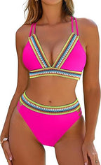 Maillot de bain deux pièces taille haute pour femme