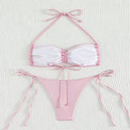 Maillot de bain bikini réfléchissant avec cordon de serrage pour femme
