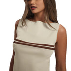Débardeur tricoté rayé style Chanel pour femme, vêtement d'été, coupe ajustée, couche de base, haut sans manches