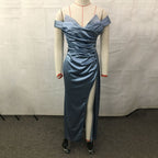 Robe de mariée à col en V et manches courtes, ornée de strass, de couleur unie, pour femme
