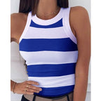 Gilet Sans Manches Imprimé Rayé Femme