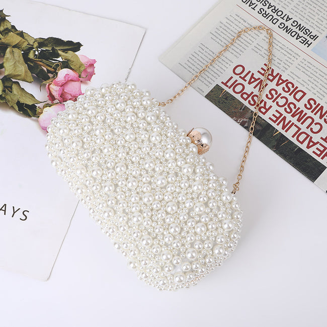 Sac de soirée en perles pour femme avec fermoir et surface souple Main Image