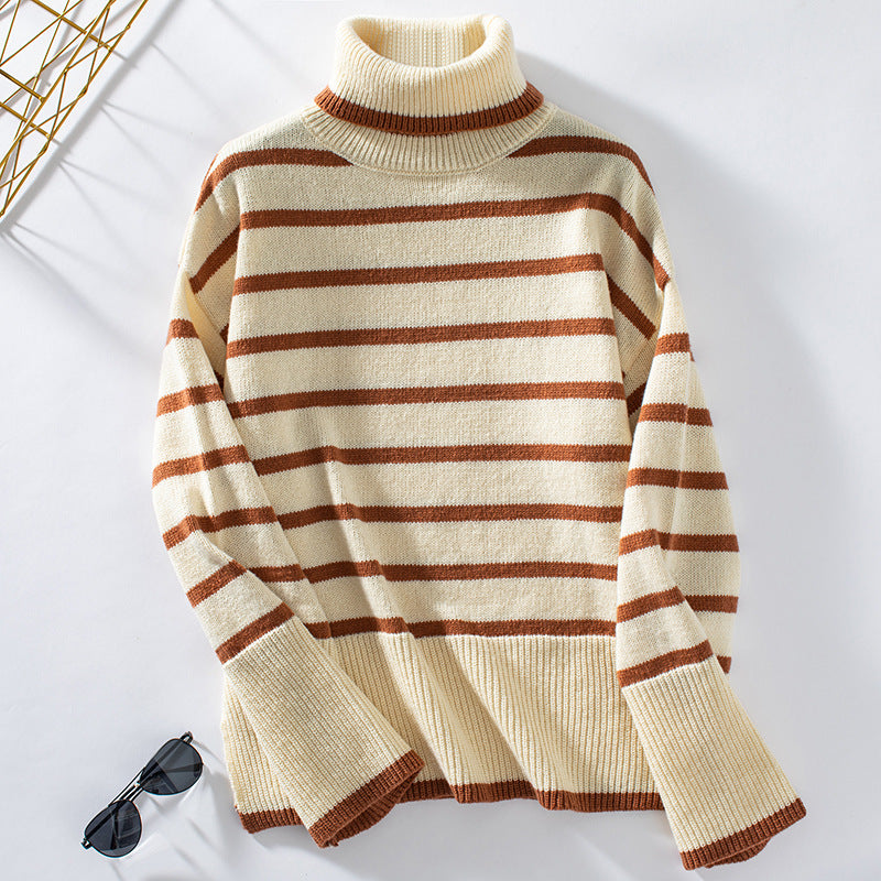 Pull-over tricoté Col roulé Automne Hiver Femme