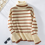 Pull-over tricoté Col roulé Automne Hiver Femme