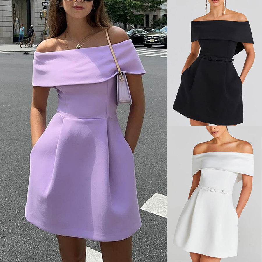 Robe épaules dénudées avec ceinture