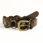 Ceintures vintage pour hommes et femmes avec jolie boucle métallique rivetée Accessoires de mode punk hip-hop