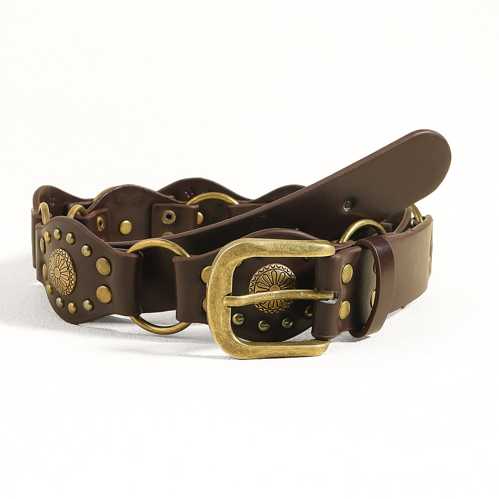 Ceintures vintage pour hommes et femmes avec jolie boucle métallique rivetée Accessoires de mode punk hip-hop