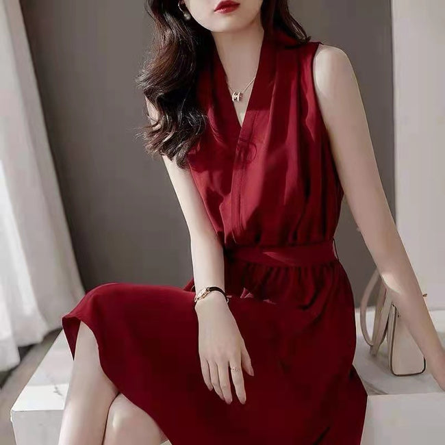 Nouvelle robe chic à taille licou française pour femme Main Image