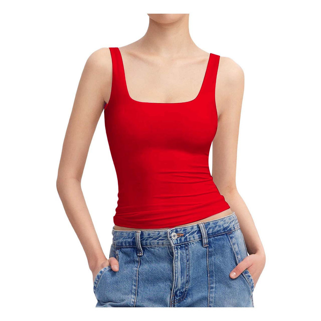 Gilet d'été sans manches à col carré pour femmes